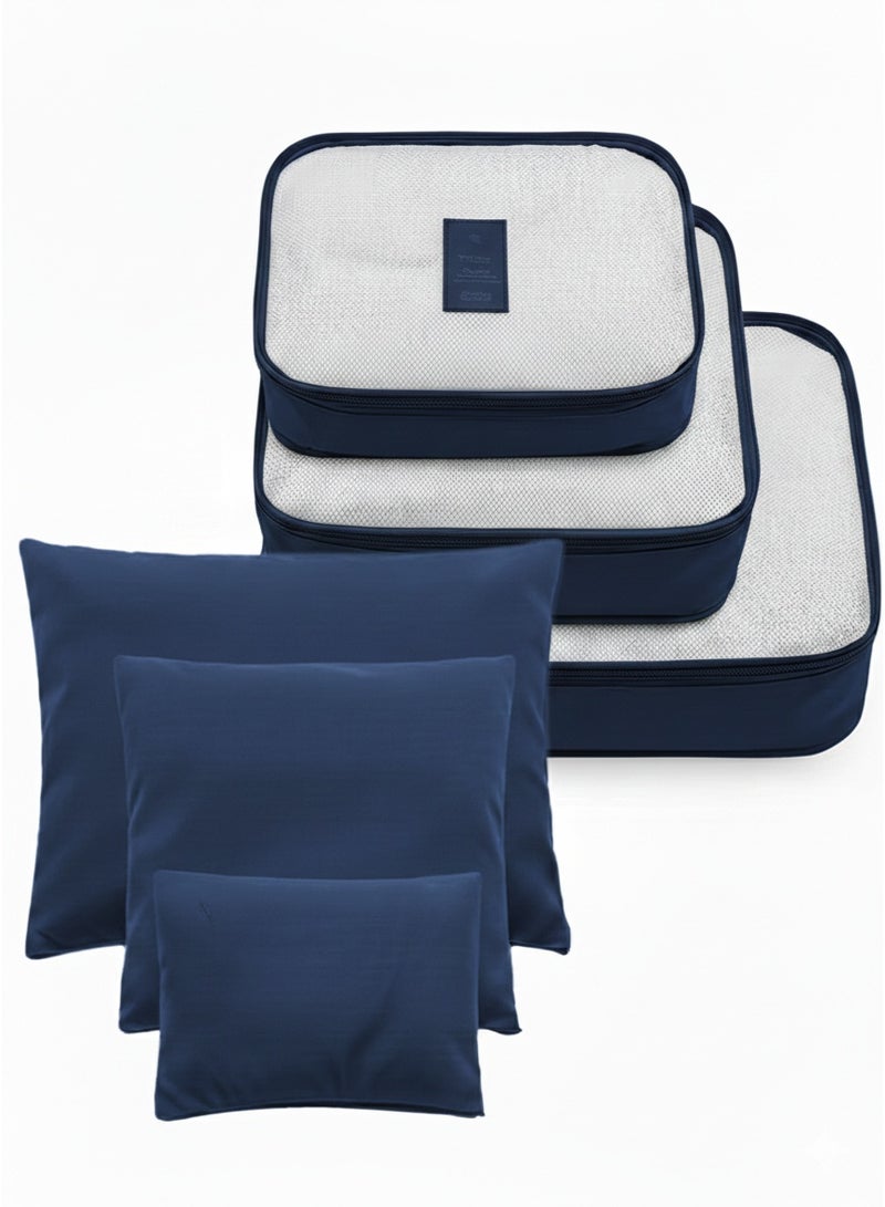 TRAVEL 6pcs Lightweight Packing Cubes – Convenient and Organized Luggage Solution for Clothes, Shoes & Toiletries-dark blue - Image 1